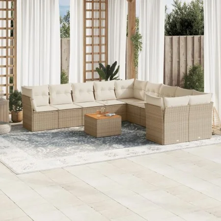 11-teiliges Gartensofa-Set mit beigen synthetischen Rattankissen von , Gartensets - Ref: Foro24-3223853, Preis: 702,91 €, Rab...