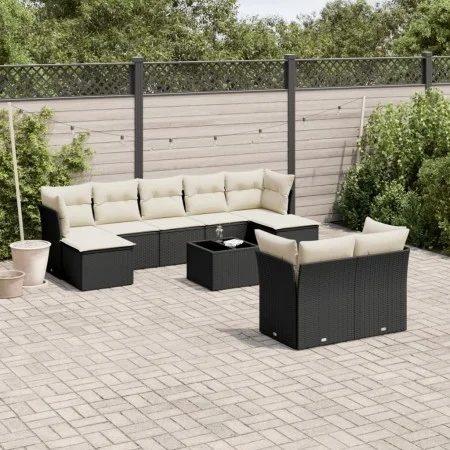Gartensofa-Set 10-teilig mit schwarzen synthetischen Rattankissen von , Gartensets - Ref: Foro24-3250155, Preis: 584,09 €, Ra...