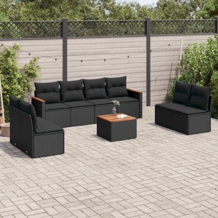 8-teiliges Gartensofa-Set und schwarze synthetische Rattankissen von , Gartensets - Ref: Foro24-3258296, Preis: 523,18 €, Rab...