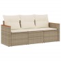 Gartensofa-Set mit beigen Kissen, 3-teilig, PE-Rattan von , Gartensets - Ref: Foro24-3258159, Preis: 226,52 €, Rabatt: %