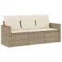 Gartensofa-Set mit beigen Kissen, 3-teilig, PE-Rattan von , Gartensets - Ref: Foro24-3258159, Preis: 255,27 €, Rabatt: %
