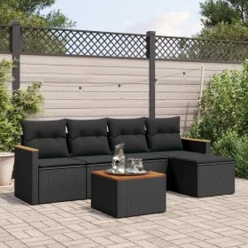 6-piece garden sofa set and black synthetic rattan cushions by , Garden sets - Ref: Foro24-3258324, Price: 368,58 €, Discount: %