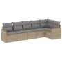 Gartensofa-Set mit Kissen, 6-teilig, beiges synthetisches Rattan von , Gartensets - Ref: Foro24-3258391, Preis: 399,51 €, Rab...