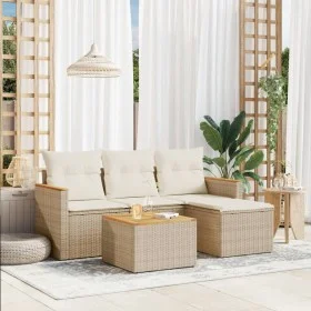 Gartensofa-Set mit Kissen, 5-teilig, beiges synthetisches Rattan von , Gartensets - Ref: Foro24-3258313, Preis: 329,33 €, Rab...