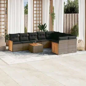 10-piece garden sofa set with gray synthetic rattan cushions by , Garden sets - Ref: Foro24-3260394, Price: 619,99 €, Discoun...