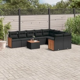 Gartensofa-Set 10-teilig mit schwarzen synthetischen Rattankissen von , Gartensets - Ref: Foro24-3260389, Preis: 626,30 €, Ra...