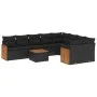 Gartensofa-Set 10-teilig mit schwarzen synthetischen Rattankissen von , Gartensets - Ref: Foro24-3260389, Preis: 626,30 €, Ra...