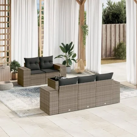 6-teiliges Gartenmöbel-Set und graue synthetische Rattankissen von , Gartensets - Ref: Foro24-3254637, Preis: 439,08 €, Rabat...