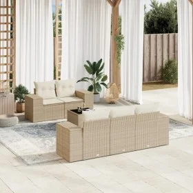 Garden sofa set with cushions 6 pieces beige synthetic rattan by , Garden sets - Ref: Foro24-3254635, Price: 534,86 €, Discou...