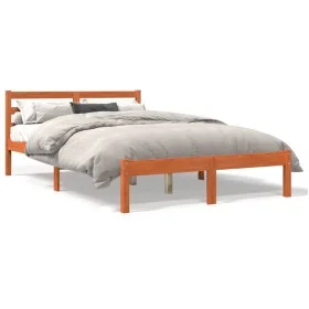 Wax brown pine solid wood bed frame 150x200 cm by , Beds and slatted bases - Ref: Foro24-844146, Price: 98,03 €, Discount: %