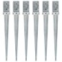 Ground spikes 6 units silver galvanized steel 8x8x76 cm by vidaXL, Spikes for anchoring in the ground - Ref: Foro24-145408, P...