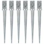 Ground spikes 6 units silver galvanized steel 8x8x76 cm by vidaXL, Spikes for anchoring in the ground - Ref: Foro24-145408, P...