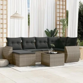 7-piece garden sofa set with gray PE rattan cushions by , Modular outdoor sofas - Ref: Foro24-3221669, Price: 437,19 €, Disco...
