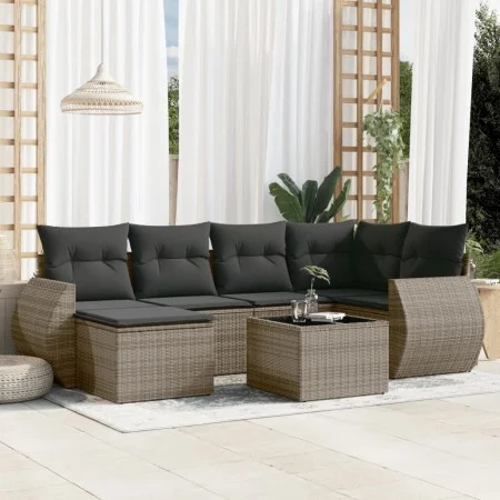 7-piece garden sofa set with gray PE rattan cushions by , Modular outdoor sofas - Ref: Foro24-3221669, Price: 437,19 €, Disco...
