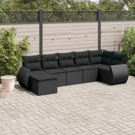 7-piece garden dining set and black synthetic rattan cushions by , Modular outdoor sofas - Ref: Foro24-3221674, Price: 478,37...