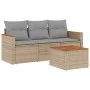Gartensofa-Set mit Kissen, 4-teilig, beiges synthetisches Rattan von , Gartensets - Ref: Foro24-3258167, Preis: 256,40 €, Rab...