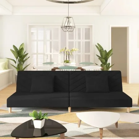 2-seater sofa bed with two black fabric pillows by , Sofas - Ref: Foro24-375889, Price: 249,15 €, Discount: %