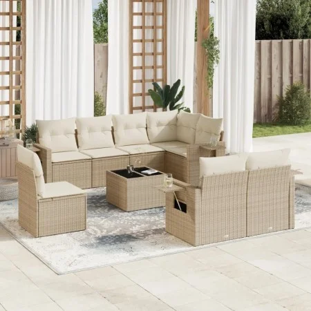9-teiliges Gartensofa-Set mit beigen synthetischen Rattankissen von , Gartensets - Ref: Foro24-3252785, Preis: 708,61 €, Raba...