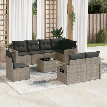 9-teiliges Gartenmöbel-Set und graue synthetische Rattankissen von , Gartensets - Ref: Foro24-3252787, Preis: 607,37 €, Rabat...