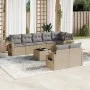 9-teiliges Gartensofa-Set mit beigen synthetischen Rattankissen von , Gartensets - Ref: Foro24-3252766, Preis: 643,37 €, Raba...