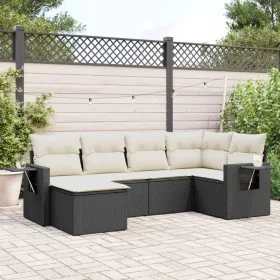 6-teiliges Gartensofa-Set und schwarze synthetische Rattankissen von , Gartensets - Ref: Foro24-3252793, Preis: 376,77 €, Rab...