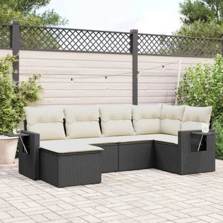 6-teiliges Gartensofa-Set und schwarze synthetische Rattankissen von , Gartensets - Ref: Foro24-3252793, Preis: 376,77 €, Rab...