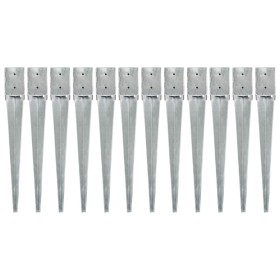 Erdspieße 12 Stück silber verzinkter Stahl 10x10x76 cm von vidaXL, Spikes zur Verankerung im Boden - Ref: Foro24-145421, Prei...