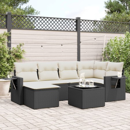 7-piece garden dining set and black synthetic rattan cushions by , Garden sets - Ref: Foro24-3252803, Price: 428,59 €, Discou...