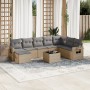 9-piece garden sofa set with beige synthetic rattan cushions by , Garden sets - Ref: Foro24-3252906, Price: 581,59 €, Discoun...