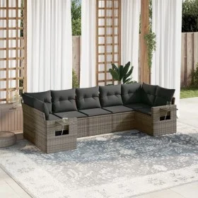 7-teiliges Gartensofa-Set mit grauen PE-Rattan-Kissen von , Gartensets - Ref: Foro24-3252927, Preis: 458,48 €, Rabatt: %