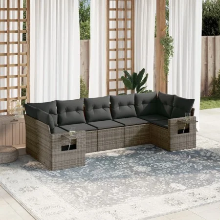 Set de sofás de jardín 7 piezas con cojines ratán PE gris de , Conjuntos de jardín - Ref: Foro24-3252927, Precio: 458,48 €, D...