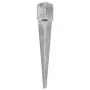 Ground spikes 12 pcs silver galvanized steel 10x10x76 cm by vidaXL, Spikes for anchoring in the ground - Ref: Foro24-145421, ...