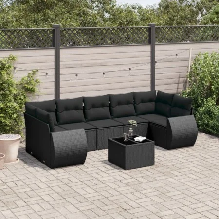 8-piece garden sofa set and black synthetic rattan cushions by , Garden sets - Ref: Foro24-3253472, Price: 517,30 €, Discount: %