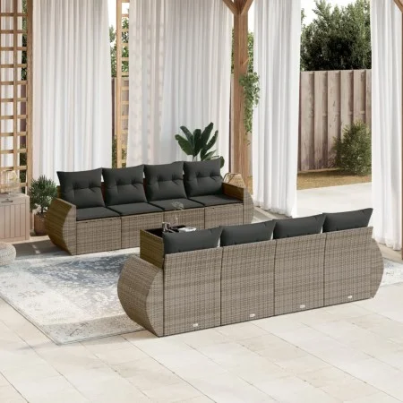 9-piece garden furniture set and gray synthetic rattan cushions by , Garden sets - Ref: Foro24-3253487, Price: 598,39 €, Disc...