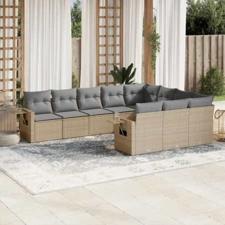 Gartensofa-Set mit beigen Kissen, 10-teilig, synthetisches Rattan von , Gartensets - Ref: Foro24-3253026, Preis: 639,65 €, Ra...