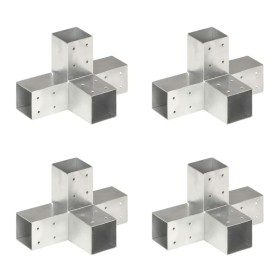 Conectores de postes en X 4 uds metal galvanizado 71x71 mm