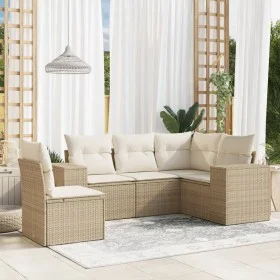 Garden sofa set with cushions 5 pieces beige synthetic rattan by , Garden sets - Ref: Foro24-3222567, Price: 397,87 €, Discou...