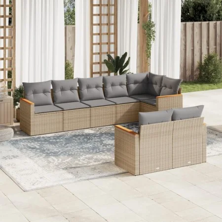 Gartensofa-Set mit beigen Kissen 8 Stück PE-Rattan von , Gartensets - Ref: Foro24-3258552, Preis: 543,44 €, Rabatt: %