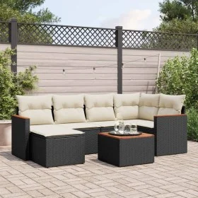 7-piece garden dining set and black synthetic rattan cushions by , Garden sets - Ref: Foro24-3258584, Price: 400,29 €, Discou...