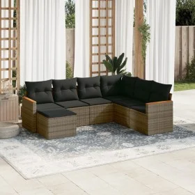 7-teiliges Gartensofa-Set mit grauen PE-Rattankissen von , Gartensets - Ref: Foro24-3258609, Preis: 425,84 €, Rabatt: %