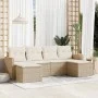 Garden sofa set with cushions 6 pieces beige synthetic rattan by , Garden sets - Ref: Foro24-3258621, Price: 411,04 €, Discou...