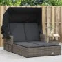 Double lounger with hood and gray synthetic rattan cushions by , Loungers - Ref: Foro24-365809, Price: 354,68 €, Discount: %