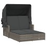 Double lounger with hood and gray synthetic rattan cushions by , Loungers - Ref: Foro24-365809, Price: 382,94 €, Discount: %