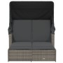Double lounger with hood and gray synthetic rattan cushions by , Loungers - Ref: Foro24-365809, Price: 382,94 €, Discount: %