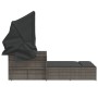 Double lounger with hood and gray synthetic rattan cushions by , Loungers - Ref: Foro24-365809, Price: 382,94 €, Discount: %