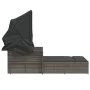 Double lounger with hood and gray synthetic rattan cushions by , Loungers - Ref: Foro24-365809, Price: 354,68 €, Discount: %