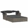 Double lounger with hood and gray synthetic rattan cushions by , Loungers - Ref: Foro24-365809, Price: 354,68 €, Discount: %