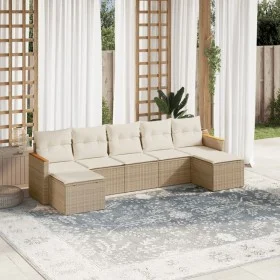 7-teiliges Gartensofa-Set und beige synthetische Rattankissen von , Gartensets - Ref: Foro24-3258635, Preis: 447,59 €, Rabatt: %