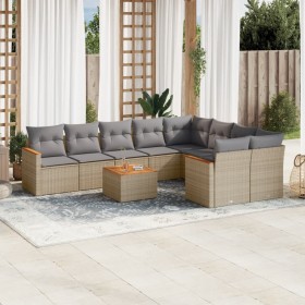 Garden sofa set with beige cushions 10 pieces synthetic rattan by , Garden sets - Ref: Foro24-3258713, Price: 644,28 €, Disco...