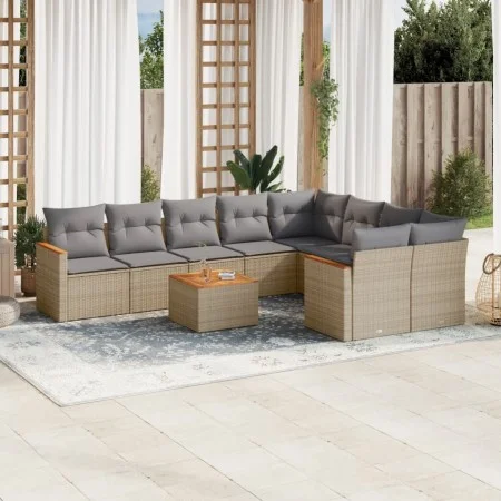 Gartensofa-Set mit beigen Kissen, 10-teilig, synthetisches Rattan von , Gartensets - Ref: Foro24-3258713, Preis: 632,20 €, Ra...